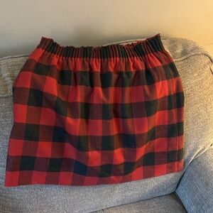 SIZE 8 J.Crew Red & Gray Plaid Skirt